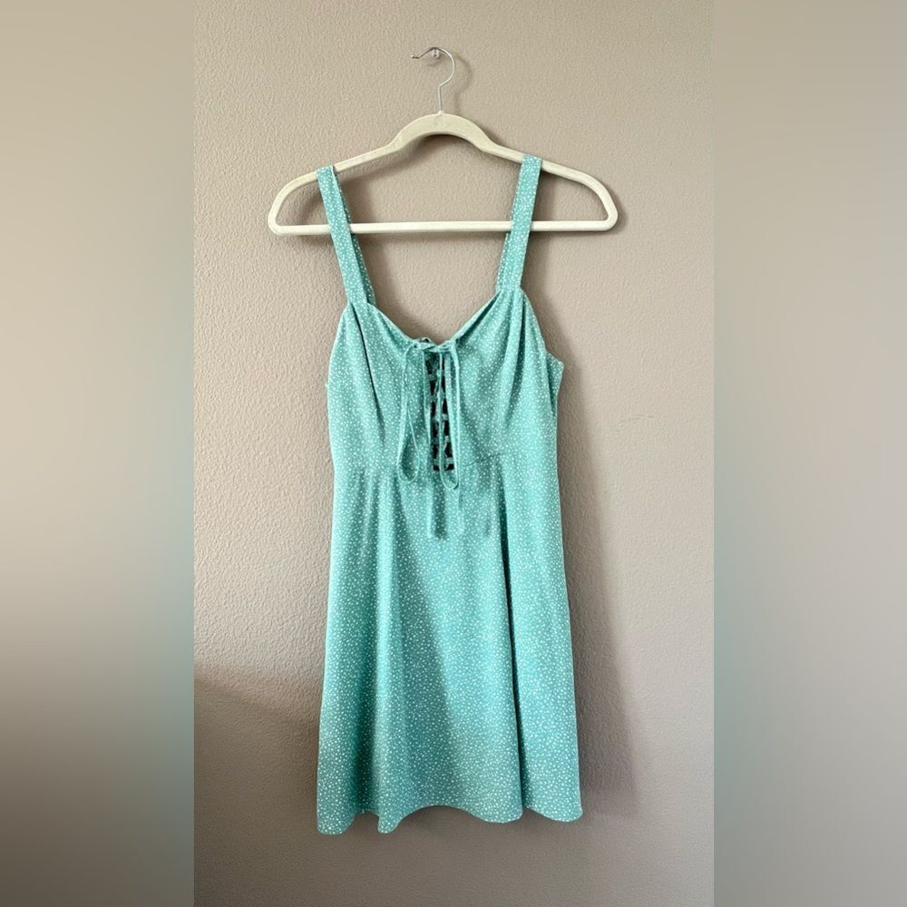 NWT Topshop Dot Print Lace Up Front Mini Dress
